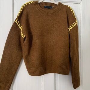 English Factory Brown Sweater with Yellow Details